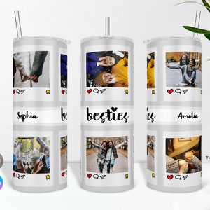Personalized Besties Photo Tumbler PNG Wrap & Canva Template, Picture ...
