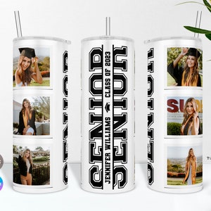 Personalized Graduation Photo Tumbler PNG Wrap and Canva Template, Senior Tumbler PNG, Graduate Cup Sublimation. High School Graduation Gift
