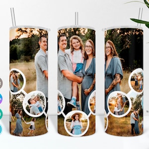 Acht Familien Foto Collagen Becher PNG, SVG, STUDIO3 Wraps und Canva Template, Becher mit 8 Bildern,