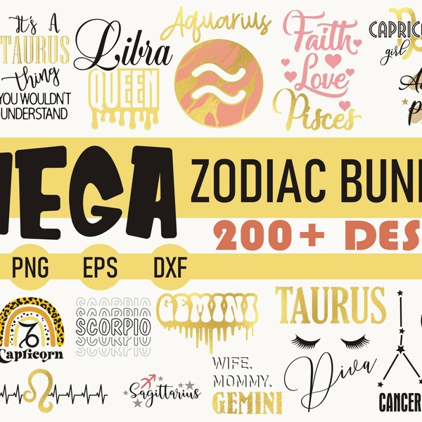 Mega Zodiac Sign and Astrology SVG bundle Zodiac Sign Clipart Bundle, Astrology signs Svg, Zodiac Sign for Cricut, Zodiac SIGN SVG,