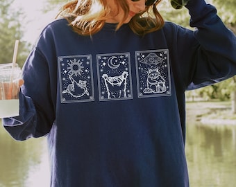Tarot Card Raccoon Sweatshirt Feral Racoon Sweatshirt Raccoon Gifts Trash Panda Moody Raccoon Celestial Sweatshirt Comfort Colors