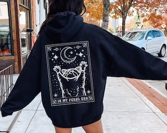 In My Feral Era Raccoon Hoodie Raccoon Gifts Mystical Aesthetic Raccoon Tarot Card Hoodie Trash Panda