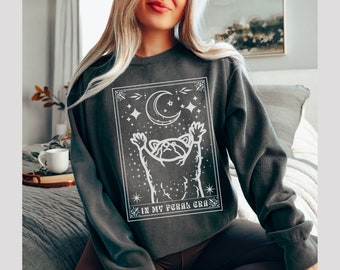 Sudadera con capucha y diseño de mapache In My Feral Era, jersey con diseño de mapache, estética mística, colores cómodos 1566