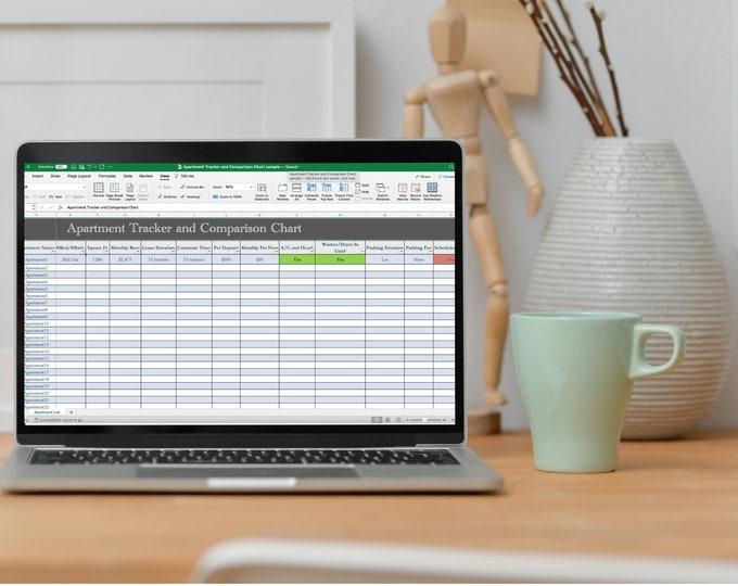 Apartment Tracker and Comparison Chart Excel Spreadsheet Template Etsy