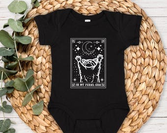 Tarot Card Raccoon Infant Bodysuit, Funny Baby Onesie, Feral Era Animal Outfit, Cute Newborn Clothes, Unisex Baby Shower Gift