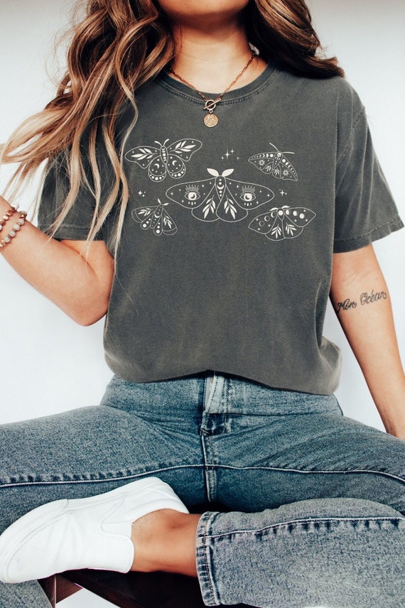 Celestial Moth Tshirt Moth Shirt Lunar Moth Simple Whimsigoth Goblincore Mystical Tee
