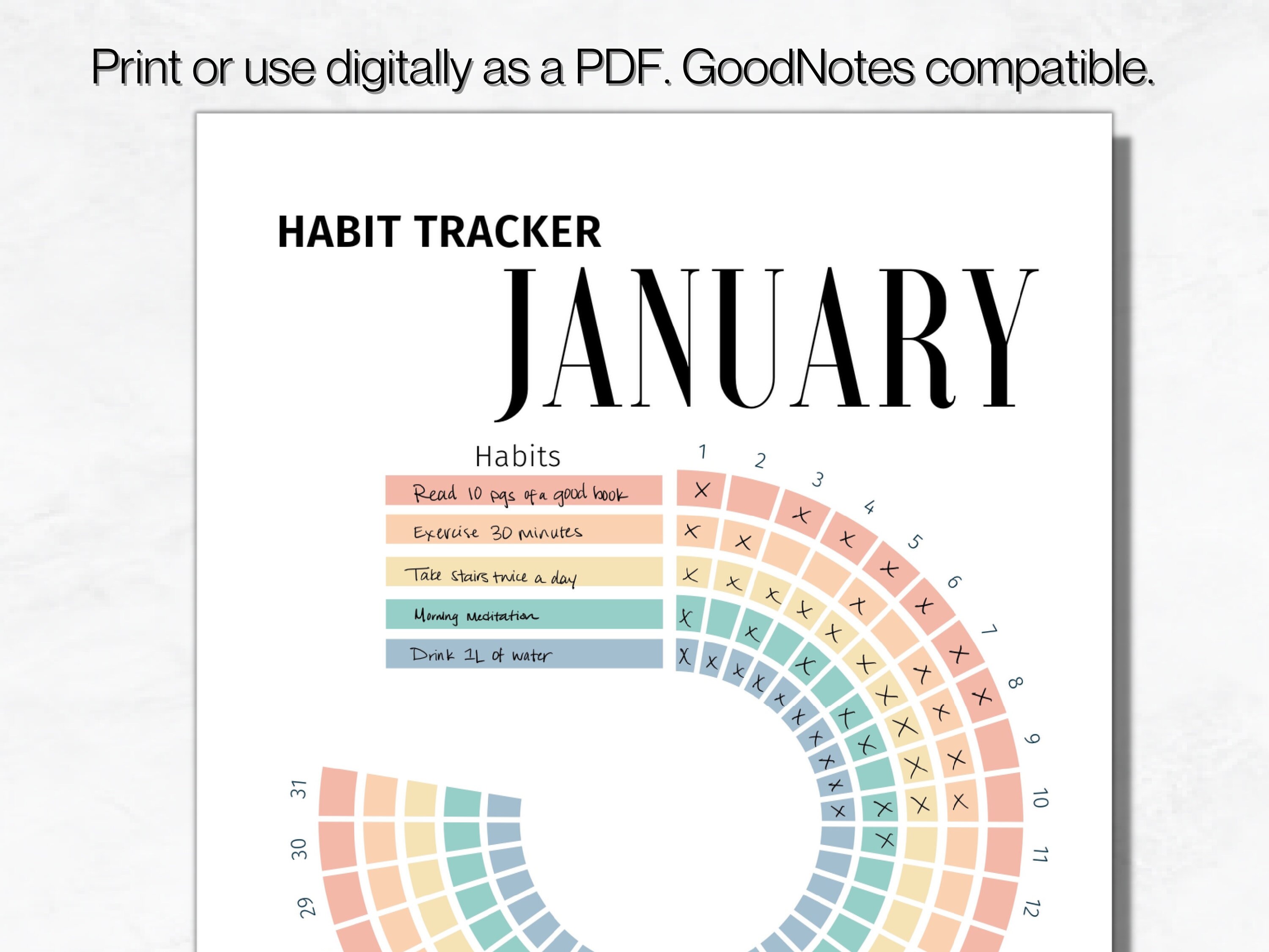 Habit tracker printable circle monthly habit tracker 12 month habit