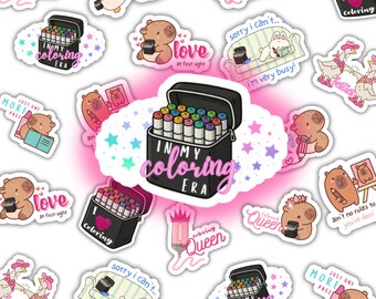Coluring Stickers Design In My Coloring Era Stickers Handmade Waterproof 12 Designs 12/36/60 ...