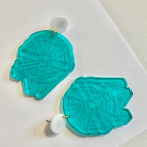 Spaceship statement earrings | turquoise dangles | sci-fi geek jewelry