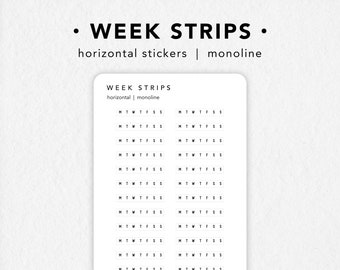 Horizontal Week Strips Stickers for Planners | Bullet Journal Stickers | Hobonichi Weekly Habit Tracker