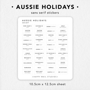 Australian Holiday Stickers | Planner Stickers | Bullet Journal Stickers | Hobonichi Stickers | San Serif or Cursive Script Stickers