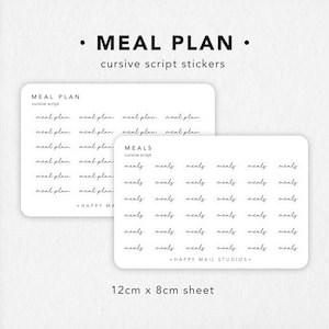Meal Plan Stickers | Planner Stickers | Bullet Journal Stickers | Script Stickers