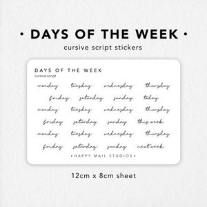 Dagen van de Week-stickers | Plannerstickers | Bullet Journal-stickers | Scriptstickers