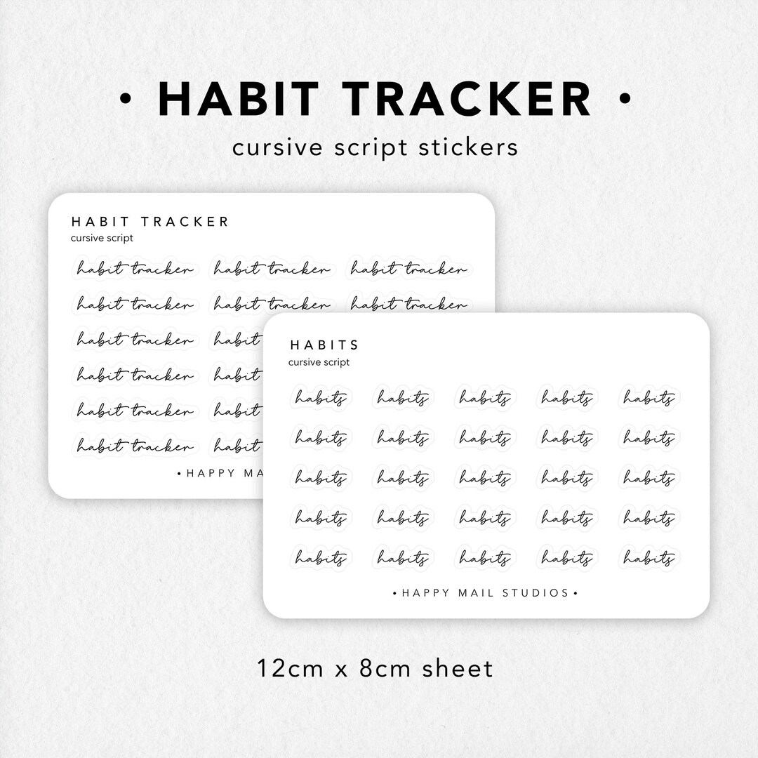 Habit Tracker Stickers for Planners | Bullet Journal Stickers | Script ...