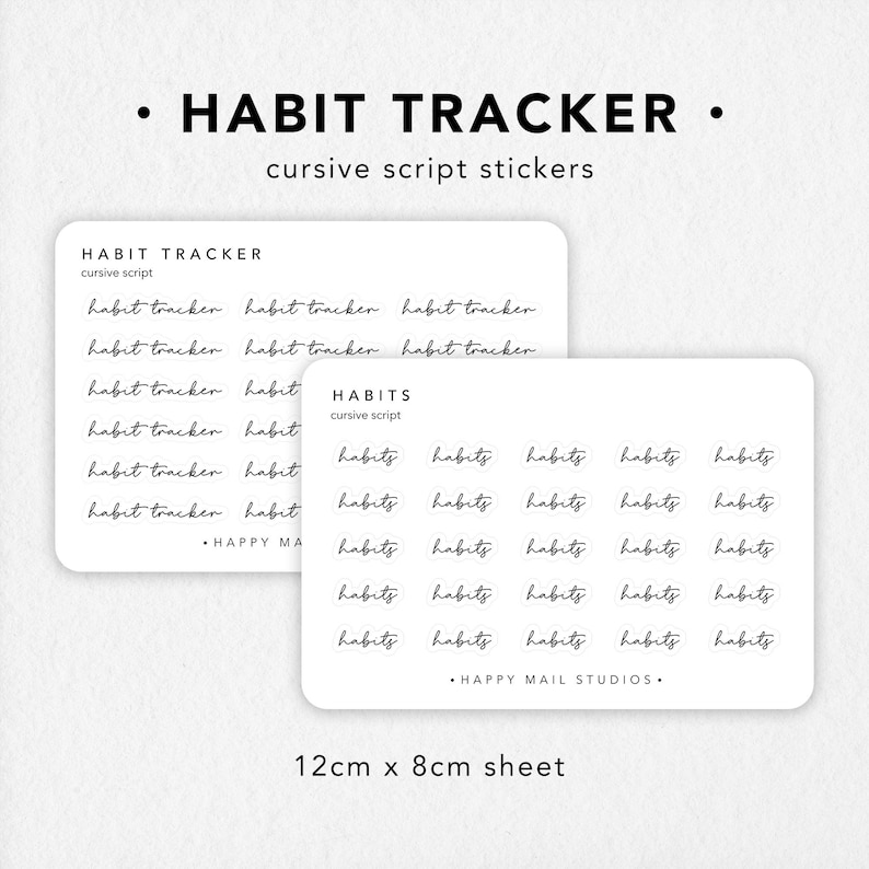 Habit Tracker Stickers for Planners | Bullet Journal Stickers | Script ...