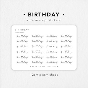 Verjaardagsstickers | Plannerstickers | Bullet Journal-stickers | Scriptstickers