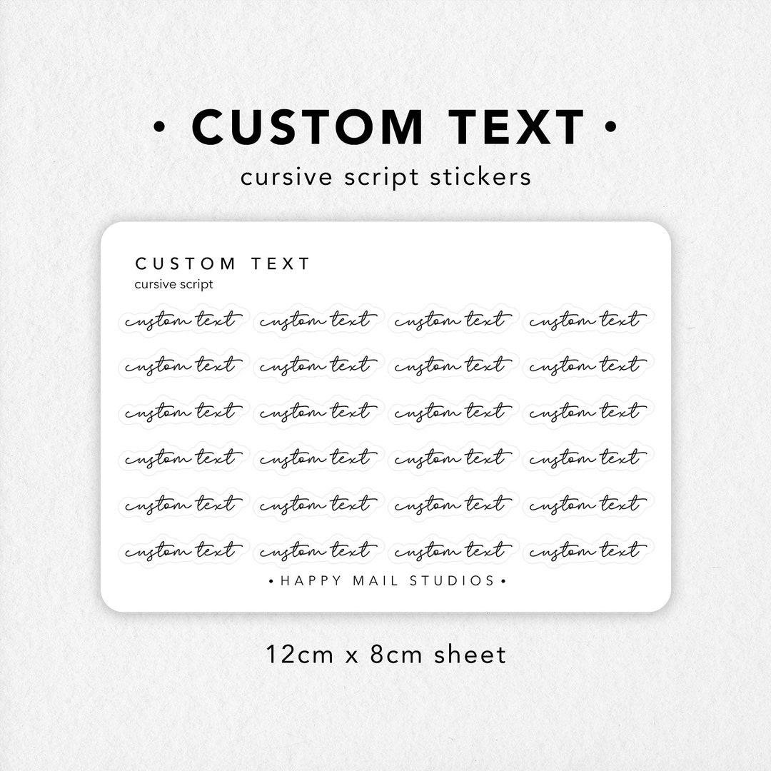 Sticker Building Example With Text Custom Text Script Stickers for Planners | Personalised Stickers ...