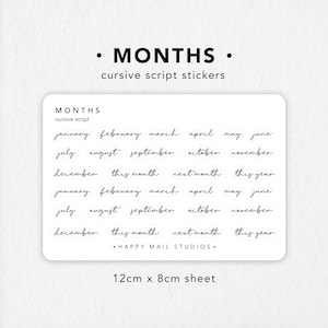 Adesivi per mesi / Adesivi per planner / Adesivi per bullet journal / Adesivi per script