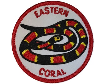 Eastern Coral Snake Patch Iron-on/Sew-on Badge/Applique for Clothing Jacket Vest Jeans Backpack, Nature Outdoor, Snake Enthusiast, Cute