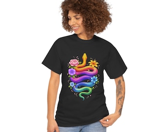 Bunte Blumen Schlange Blumen Regenbogen Frauen Mädchen Kinder T-Shirt