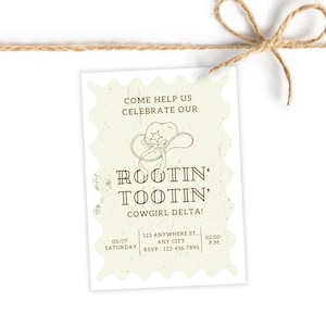 Cowgirl Birthday Invitation, Rootin&#39; Tootin&#39;, Western, Rustic, Rodeo Party Decor - Digital download, Printable, Editable Canva Template