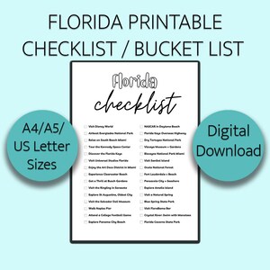 Florida Printable Bucket List Checkliste (einfacher Stil)