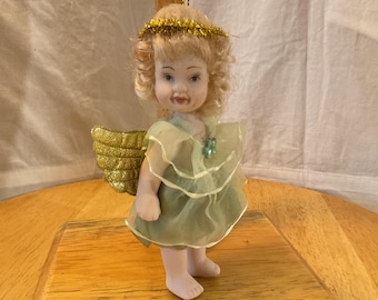 Vintage Miniature Porcelain Doll Angel Figurine.