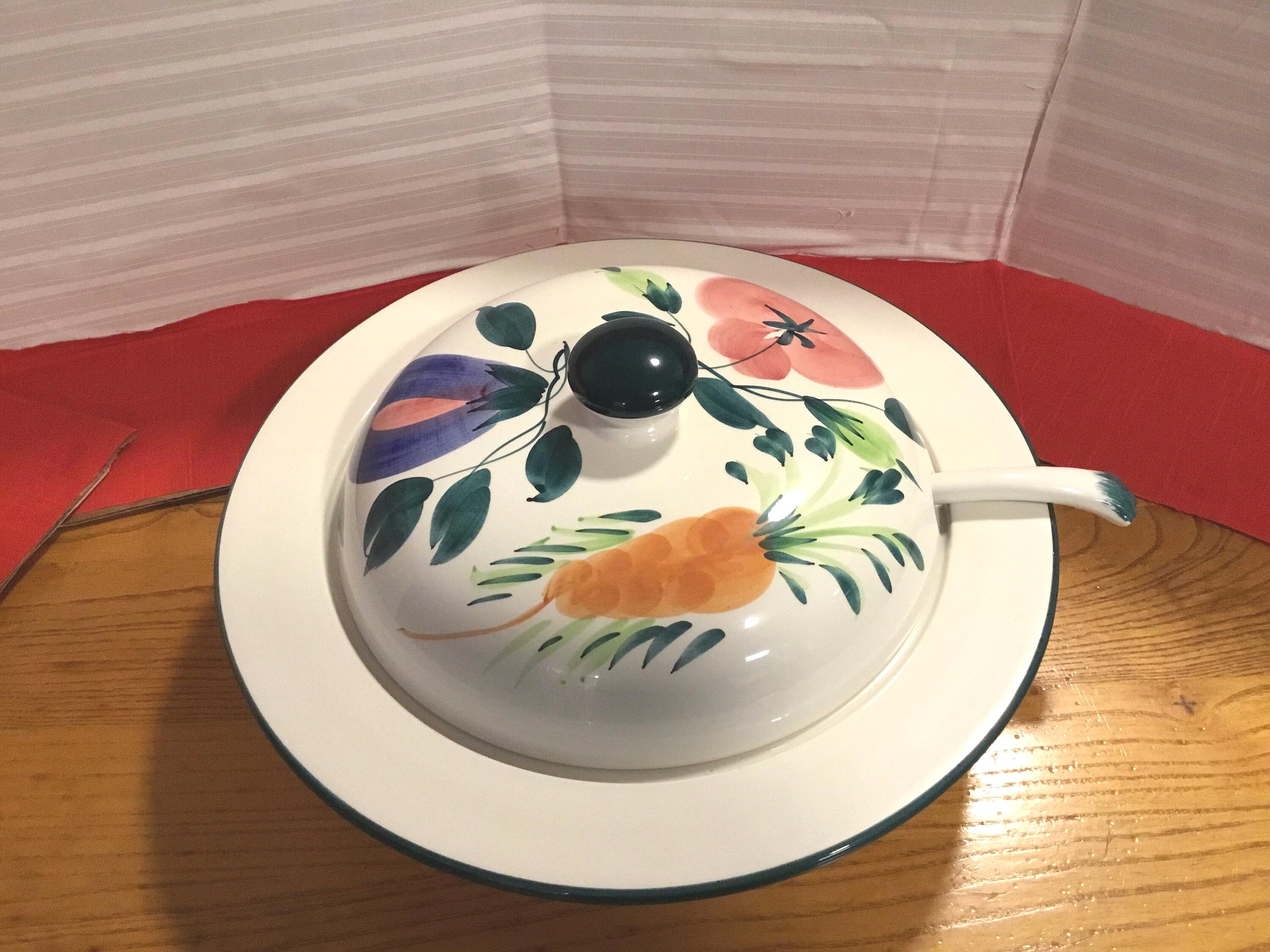 Vintage PIZZATO 3 Piece Large Lidded Soup Tureen and Ladle Hand