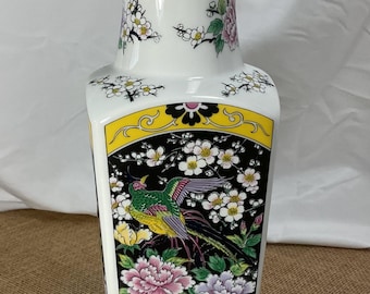 Vintage Japanese IMARI Porcelain “Oriental Garden” Rectangular Vase.