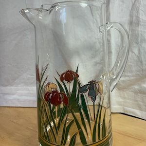 Vintage Culver Cinnabar Iris Ice Lip Pitcher 22K Overlay 8,5&quot;