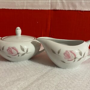 Vintage Argent Rose Fine China Creamer and Sugar Bowl made in Japan