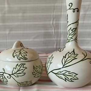 Vintage Rare Bud Vase and Jewelry box Signed Rose Spector 1961