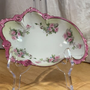 Antique Hand Painted Austria Scalloped rim Trinket Dish Wheelock Vienna