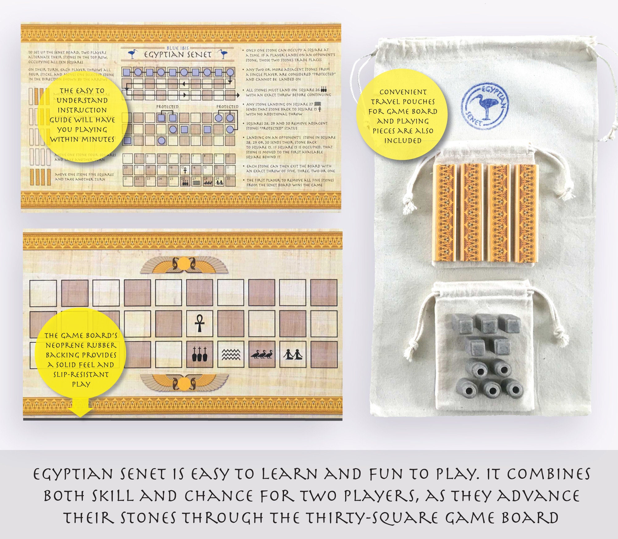 Blue Ibis Egyptian Senet Board Game - Etsy