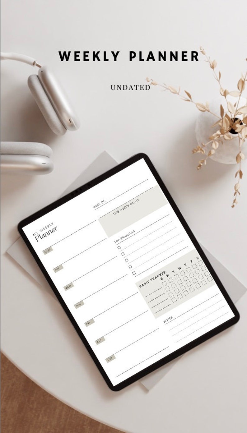 Undated Planner Printable, Instant Download, Minimalist Weekly Daily ...