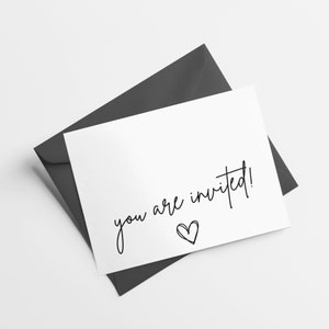 Tarjeta imprimible "Estás invitado" - Descarga digital - Tarjeta simple escrita a mano