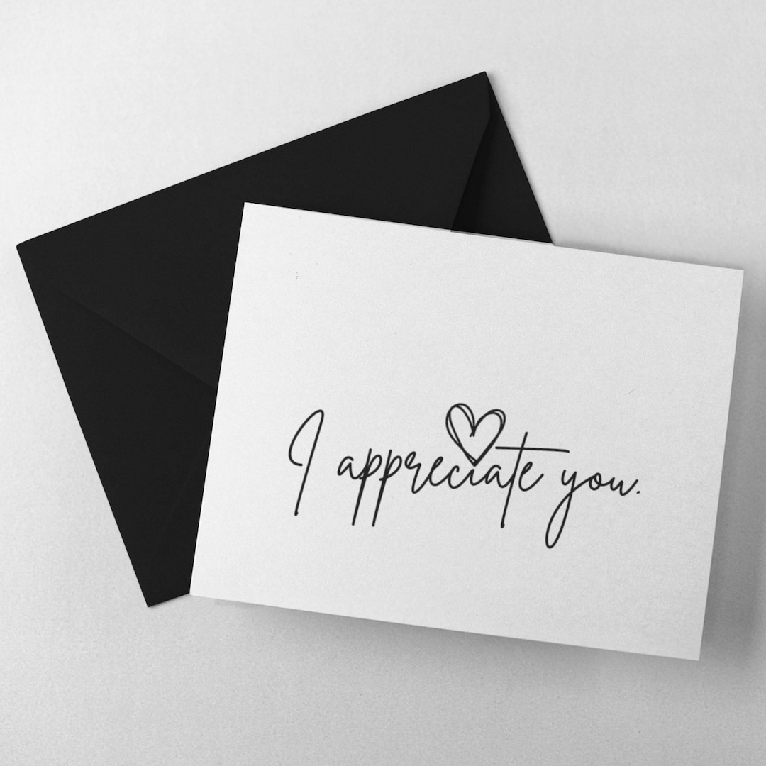 Printable Thank You Card I Appreciate You Digital Download Etsy