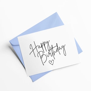 Printable Happy Birthday Card - Digital Download - Simple handwritten card - 5in x7in card