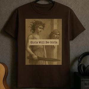 Girls Will Be Girls Shirt, Medusa with the Head of Perseus Tee, Feminist Shirt, Women&#39;s Empowerment Shirt, Feminism Shirt, Gift for Her