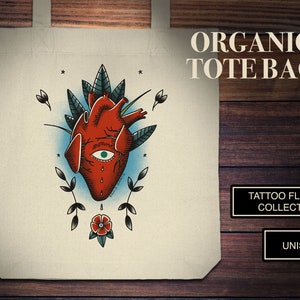 Organic Carrying Bag - Tattoo Flash Heart - Organic Tote-Bag