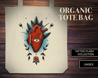 Organic Carrying Bag - Tattoo Flash Heart - Organic Tote-Bag