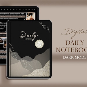 Dark Mode Digital Notebook | Daily Journal | Digital Stickers | Dark Mode GoodNotes Pages | Digital Diary for iPad, GoodNotes & Notability