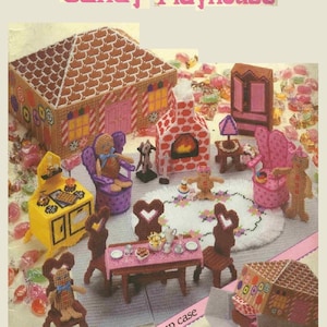 Broszura ze wzorami na domek do zabawy z piernika z tworzywa sztucznego w stylu vintage || Vintage z lat 90. || Zabawa na podwórku || Ulotka ze wzorami na miniatury DIY