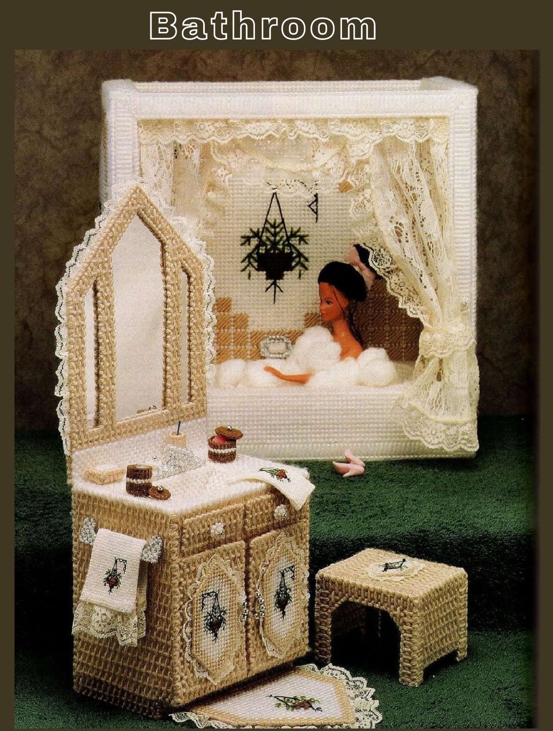 Vintage Plastic Canvas Bathroom Booklet Pattern Vintage From the 90s