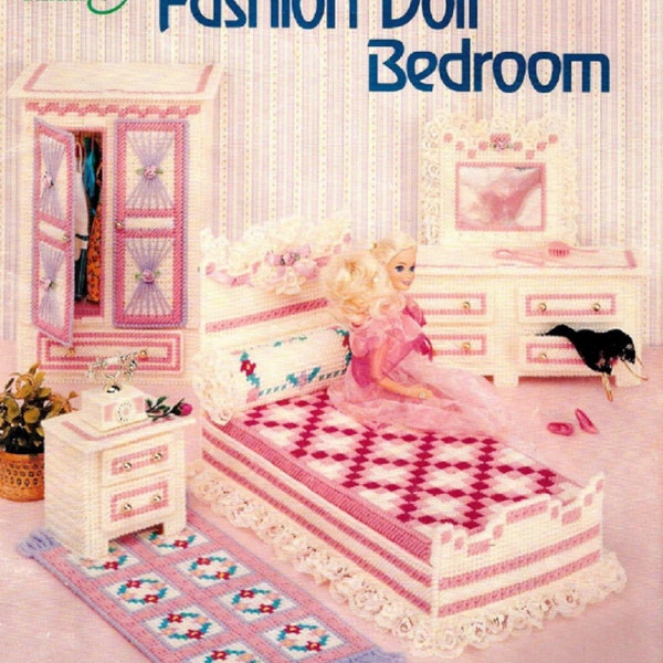 Modèle de livret de chambre à coucher en toile en plastique vintage || vintage des années 90 || Meubles de maison de poupée || Brochure de motifs miniatures à faire soi-même