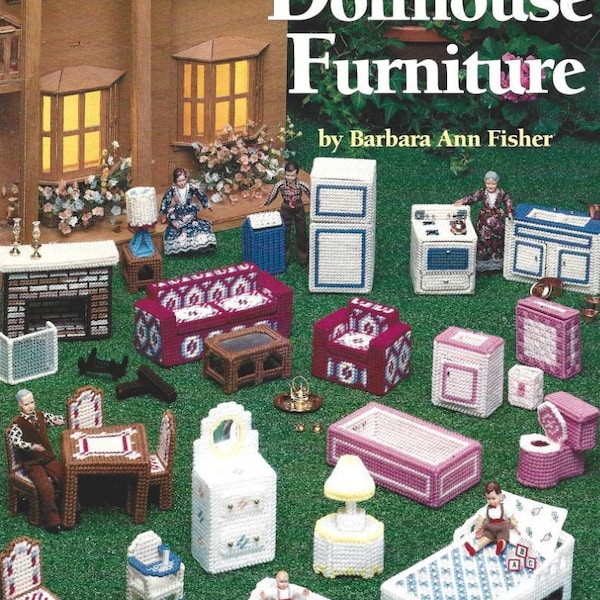 Vintage Plastic Canvas- Doll House Furniture Patterns || Vintage from the 90s || Dollhouse furniture || DIY Miniature Pattern Leaflet