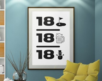 Funny Golf Beer Snowman Poster: Man Cave Art (Digital Download)