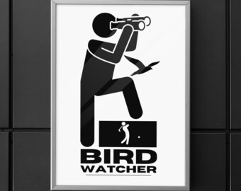 Bird Watching Stickman Golf Poster: Humorous Golfer Art (Digital Download)