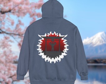 Sacred Gains Gym Hoodie: Japanese Kaizen Design, Garment-Dyed