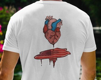 Bleeding Heart USA Flag T-Shirt: Patriotic Graphic Tee
